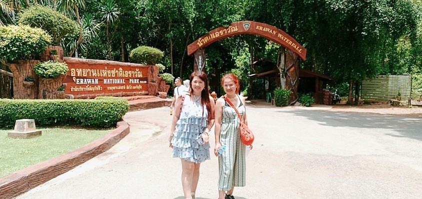 ทริปเมืองกาญจนบุรี ลูกค้าจังหวัดตรังเที่ยวน้ำตกเอราวัณและเขื่อนศรีนครินทร์